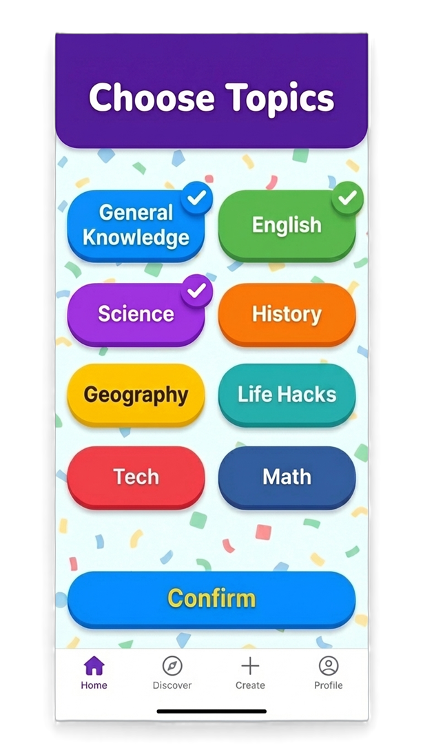Quiz Topic Selection Screen